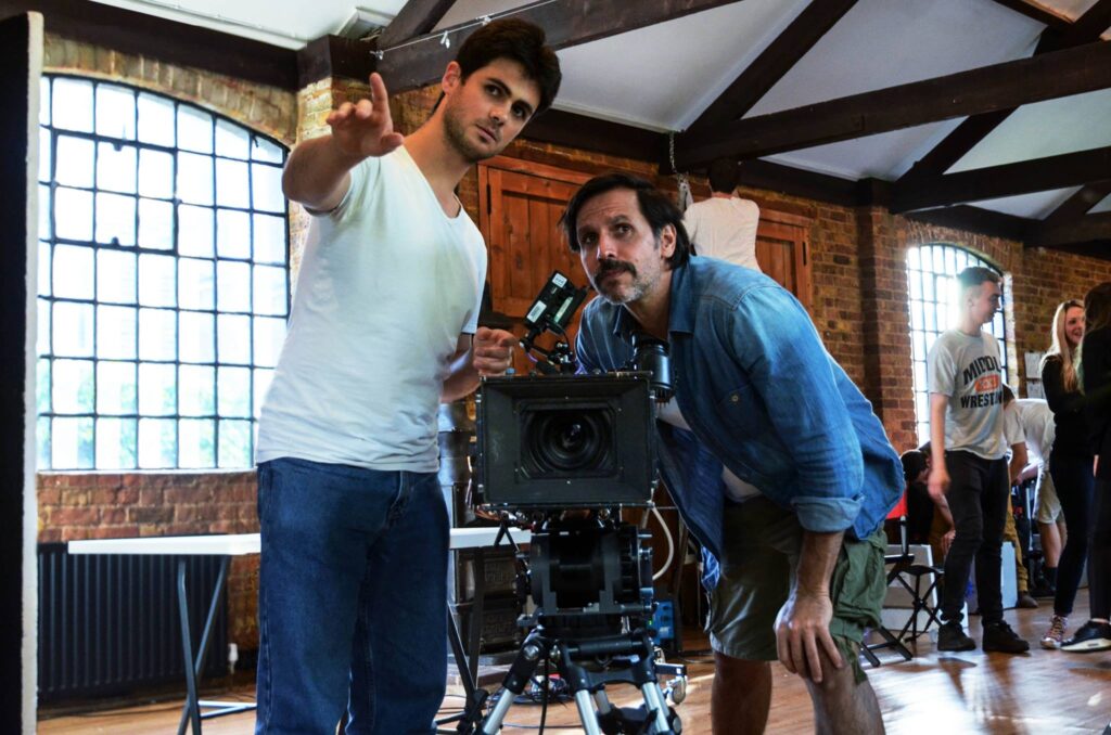 Director Ruggero Dalla Santa on set